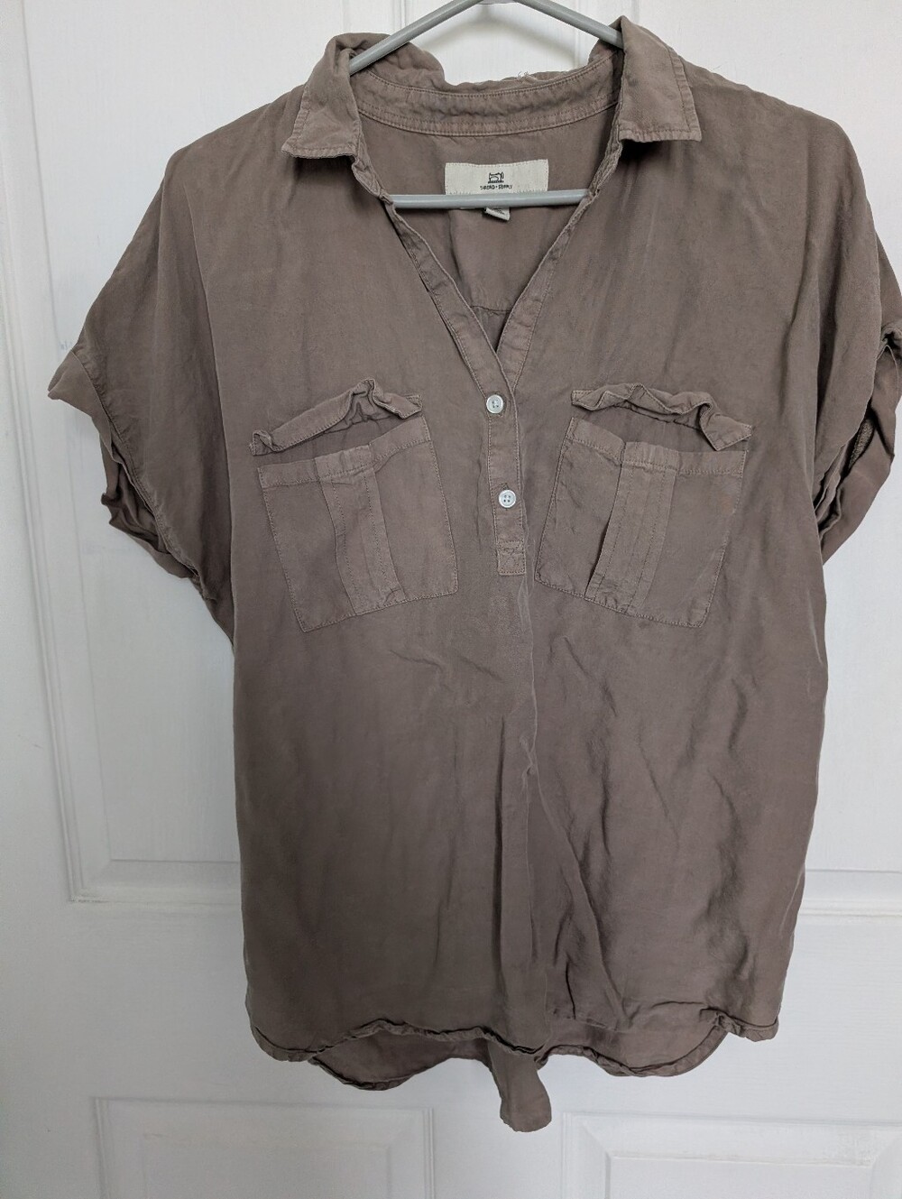 Casual Short-Sleeve Pocket Shirt - Taupe